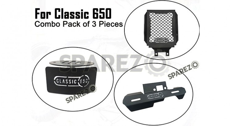 For Royal Enfield Classic 650 3 Pcs Accessories Combo Pack - SPAREZO